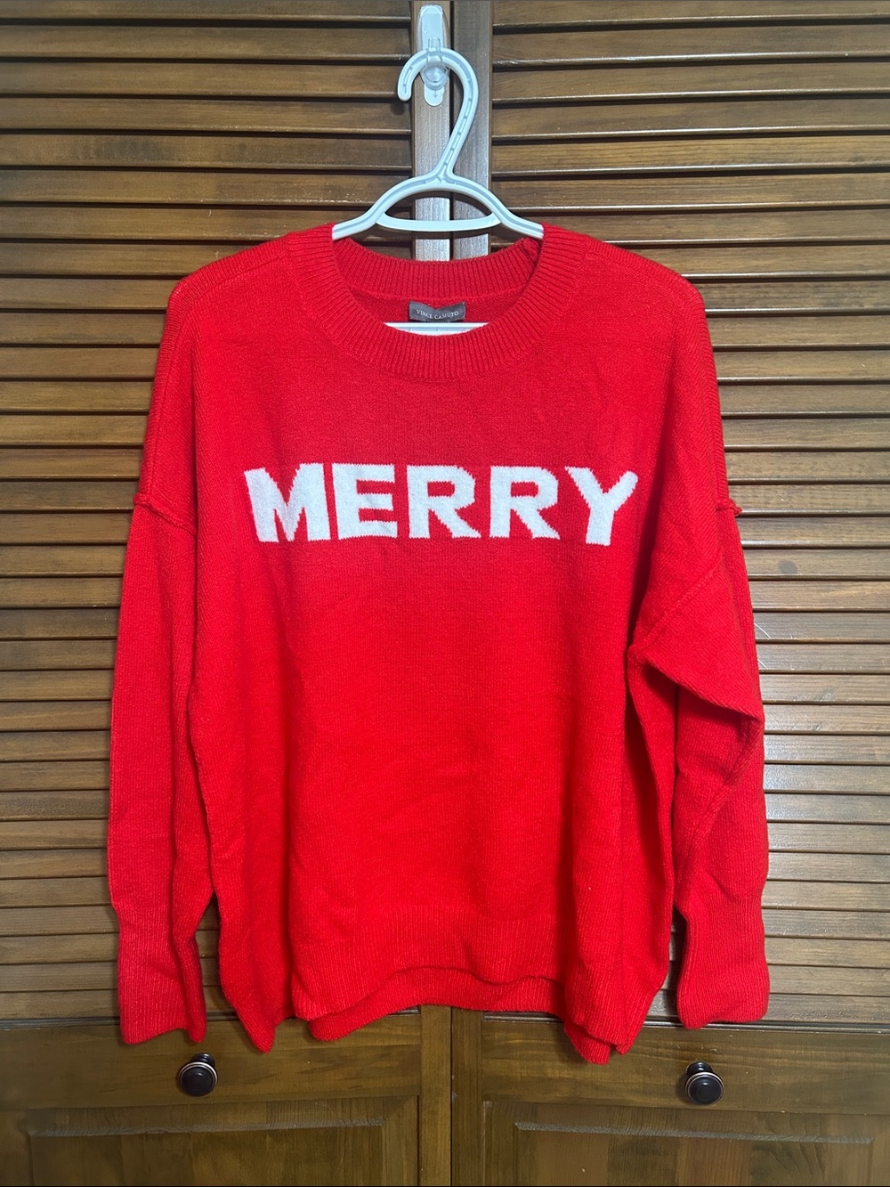 NWT Vince Camuto Merry Crewneck Long Sleeve Holiday Red Sweater Size L